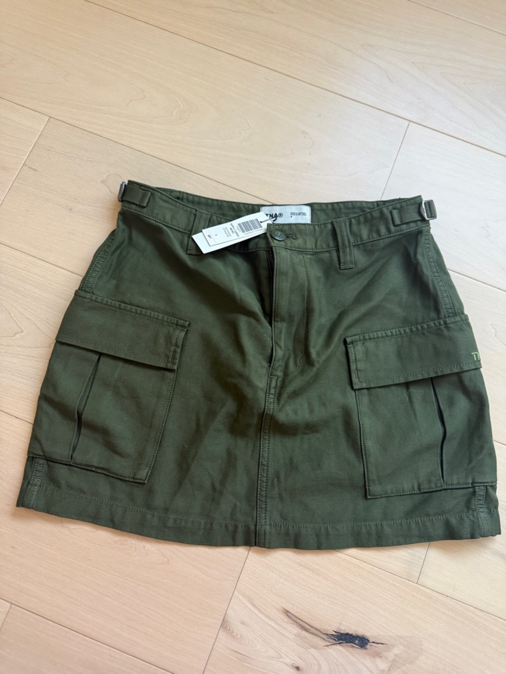 TNA Fatigue Green Cargo Mini Skirt with Front Pockets